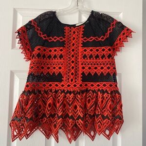 Jonathan Simkhai Black and Red Lace Detail